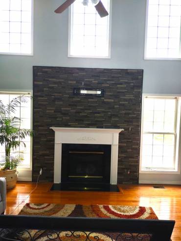Simple Living Room Upgrades: Adding Stone Accent Wall with Faux Panels