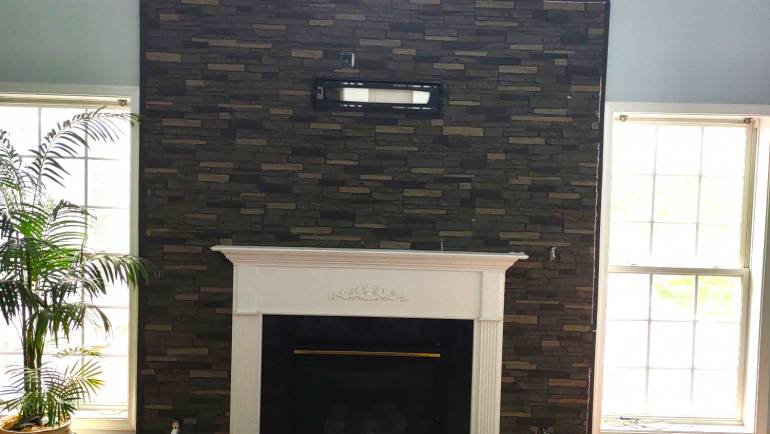Simple Living Room Upgrades: Adding Stone Accent Wall with Faux Panels